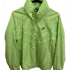 Nike Lime Green Pullover Windbreaker with Embroidered Logo